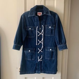 Solid & Striped Denim Safari Lace-Up Dress